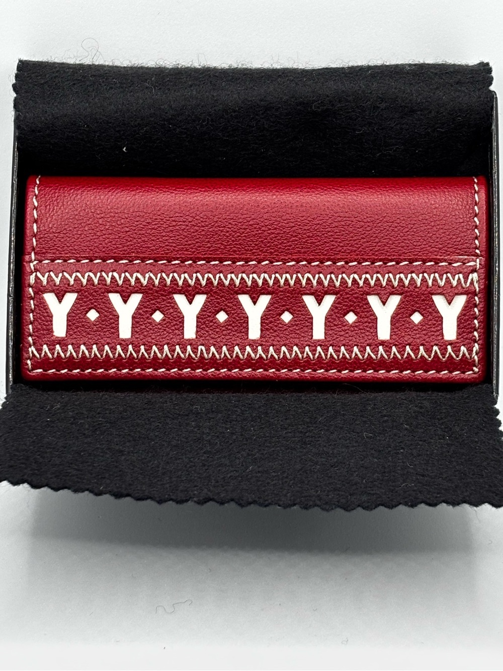 YSL Vintage Red Leather 4 Hook Key Case Holder w/ Box